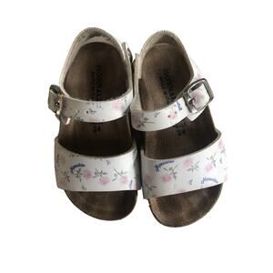 Monnalisa $128 Girls Shoes Floral Leather Dainty Sandals Sz EU 24 US 8 Pink Blue